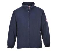 Portwest FR30 Modaflame Fleece FR Jacket Long Sleeve Drawstring Chin Guard | Navy, X Large, EN 61482-1-2 Class 1, EN ISO 11612, Straight Fit, Elasticated Cuffs, Front Zip Opening, Interactive Zip