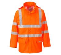 Portwest FR41 Sealtex Flame Hi-Vis FR Jacket Long Sleeve Studded Storm Flap | Orange, 2X Large, EN ISO 20471 Class 3, EN 1149-5, EN 13034, Regular Fit, Waterproof with Welded Seams, Secure Storage