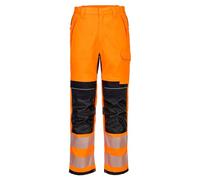 Portwest FR414 Modaflame Hi Vis Flame Resistant Work Trousers Multi Norm Stretch FR Extendable Pants with Knee Pad Pockets Non Metal Safety Workwear Orange/Black, 34