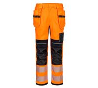 Portwest FR415 PW3 Modaflame Work High Visibility Flame Resistant Holster Trousers Zip Removable Pockets Top Loading Knee Pad Access Stretch Fabric Ar Protectiom, Orange/Black, 38