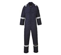 Portwest FR50 Men's Bizflame Work FR Coverall Flame Resistant Hi Vis Anti-Static Arc Proof Safety Overalls Reflective Knee Pad Pockets CE Certified Offshore Workwear, Navy, XS