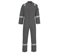 Portwest FR50 Men's Bizflame Work FR Coverall Flame Resistant Hi Vis Anti-Static Arc Proof Safety Overalls Reflective Knee Pad Pockets CE Certified Offshore Workwear, Grey, 4XL