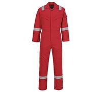 Portwest FR50 Men's Bizflame Work FR Coverall Flame Resistant Hi Vis Anti-Static Arc Proof Safety Overalls Reflective Knee Pad Pockets CE Certified Offshore Workwear, Red, XXL