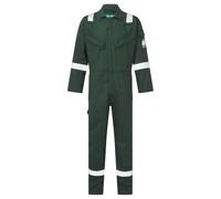 Portwest FR50 Men's Bizflame Work FR Coverall Flame Resistant Hi Vis Anti-Static Arc Proof Safety Overalls Reflective Knee Pad Pockets CE Certified Offshore Workwear, Green, 4XL
