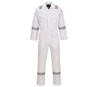 BizFlame Mens Aberdeen Flame Resistant Antistatic Coverall White M 32"