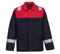 Portwest FR55 Bizflame Work Two Tone FR Jacket Flame Resistant Long Sleeve | Navy, Large, EN 61482-1-2 Class 1, EN ISO 11612, Regular Fit, 40+ UPF Rated Fabric, Stud Closure, Radio Loops, Zip Opening