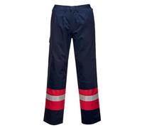 Portwest FR56 Bizflame Work Two Tone FR Trousers Half Elasticated Waist | Navy, 2X Large, EN 61482-1-2 Class 1, EN ISO 11612, Straight Fit, 99% Cotton, Triple-Stitched Seams, Back Pocket, Rule Pocket