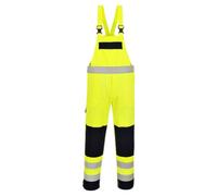 Portwest FR63 Bizflame Work Hi-Vis Contrast FR Bib Brace Dungarees Mens | EN ISO 20471 Class 2, 99% Cotton 1% Carbon Fibre, 345g Fabric
