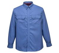 Portwest FR69 Bizflame Work Lightweight Flame Resistant Shirt Mens | 99% Cotton 1% Carbon Fibre, EN ISO 11612 A1 B1 C2, EN 1149-5, EN 13034 Type PB 6