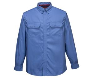Portwest FR69 Bizflame Work Lightweight Flame Resistant Shirt Mens | 99% Cotton 1% Carbon Fibre, EN ISO 11612 A1 B1 C2, EN 1149-5, EN 13034 Type PB 6