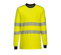 (Yellow/Navy, XL) Portwest WX3 Flame Resistant Hi-Vis T-Shirt