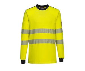 Portwest FR701 PW3 Modaflame Knit Hi-Vis FR Long Sleeve T-Shirt Reflective | Yellow/Navy, X Large, EN 61482-1-2 Class 1, EN ISO 20471 Class 3, EN ISO 11612, Flame Resistant, Ribbed Cuffs, Lightweight