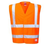 Portwest FR71 Bizflame Hi-Vis FR Vest Ferrous Free Lightweight Reflective | Orange, 2X/3X Large, EN ISO 20471 Class 2, EN 1149-5, UKCA, Regular Fit, Hook and Loop Closure, Anti-Static Flame Resistant