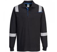 Portwest FR711 WX3 Flame Resistant Long Sleeve Polo Black 3XL Colour: 3XL