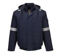 Portwest FR731 Bizflame Work Plus Flame Resistant Bomber Jacket | Flame Resistant, Anti-Static, Multi-Norm, Quilted Thermal Lining, Detachable Hood, CE Certified