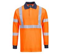 Portwest FR76 Modaflame Knit HVO FR Long Sleeve Polo Shirt Metal Free | Orange, 3X Large, EN 61482-1-2 Class 1, EN ISO 20471 Class 3, EN ISO 11612, Classic Fit, Button Placket Opening, Rail