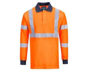 Portwest FR76 Modaflame Knit HVO FR Long Sleeve Polo Shirt Metal Free | Orange, 3X Large, EN 61482-1-2 Class 1, EN ISO 20471 Class 3, EN ISO 11612, Classic Fit, Button Placket Opening, Rail