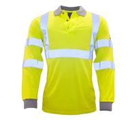 Portwest FR77 Lightweight Flame Resistant Anti-Static Hi-Vis Long Sleeve Polo Shirt Yellow, Small