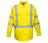 Portwest FR95 Bizflame 88/12 Hi-Vis FR Shirt Flame Resistant Long Sleeve | Yellow, Large, EN ISO 20471 Class 3, EN ISO 11612, Secure and Comfortable Fit, Button and Flap Closure, Action Back, Workwear