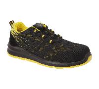 Portwest FT08 Compositelite Wire Lace Safety Trainer Knit S1P Black/Ye UK4 - EU37 - US5