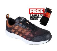 Portwest FT15 Steel Textile Safety Work Trainer S1P FO SR Black Orange Size 8