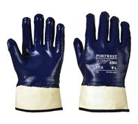 Portwest Fully Dipped Heavy Duty Nitrile Safety Cuff Gloves Navy XL Pack of 1