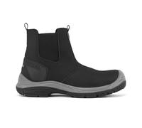 Portwest FV02 Steel Dealer Boot S7 Waterproof Nubuck Leather Scuff Cap Slip Oil Resistant Steel Toe Midsole Pull Tab Reflective Safety Footwear, Black/Grey, 41