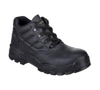Portwest FW10 Padded Collar S1P SR Leather Safety Steel Toe Work Boots - Black