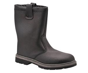 Portwest FW12 Steelite Rigger Boot Steel Toe Cap Slip Oil Cold Insulation | Black, 9, S1P EN ISO 20345, CE Certified, UKCA Marked, Side Pull-Tabs, Anti-Static Footwear, Faux Fur Lined, Dual Density