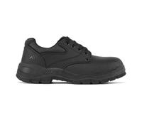 Portwest FW14 Steel Split Leather Low Shoe Padded Collar Lace-Up Fastening | Black, 6.5, S1P EN ISO 20345, CE Certified, Anti-Static Footwear, Dual Density, Durable, Slip Resistant Outsole, Lightweight