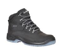 Portwest FW57 Steel Leather Ankle Boot Waterproof Membrane Padded Collar | Black, 12, S7 EN ISO 20345, Fuel and Oil Resistant Outsole, Anti-Static Footwear, Slip Resistant, Back Pull-Tab, Dual Density