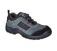 Portwest FW64 Steel Cow Suede Leather Low Shoe Back Pull-Tab Padded Collar