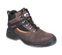 Portwest FW69 Steel Leather Hiker Boot Water Resistant Upper Back Pull-Tab | Brown, 3, S3 EN ISO 20345, CE Certified, Anti-Static Footwear, Dual Density Outsole, Lightweight, Durable, Construction