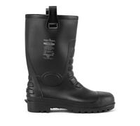 Portwest FW75 Steel PVC Rigger Boot Lightweight Reinforced Ankle Protection | Black, 3, S5 EN ISO 20345, EN 13832-3, Cold Insulation, Faux Fur Lined, 100% Waterproof, Anti-Static Footwear, Slip Resistant