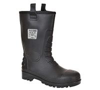 Portwest FW75 Steel PVC Rigger Boot Lightweight Reinforced Ankle Protection | Black, 6, S5 EN ISO 20345, EN 13832-3, Cold Insulation, Faux Fur Lined, 100% Waterproof, Anti-Static Footwear, Slip Resistant
