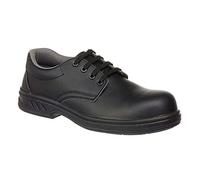 Portwest FW80 Steel Microfibre Low Shoe Water Resistant Upper Padded Collar | Black, 14, S2 EN ISO 20345, CE Certified, EVA Midsole, Self-Cleaning Outsole, Anti-Static Footwear, Energy Absorbing, Durable
