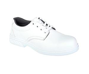 Portwest FW80 Steel Microfibre Low Shoe Water Resistant Upper Padded Collar | White, 11, S2 EN ISO 20345, CE Certified, EVA Midsole, Self-Cleaning Outsole, Anti-Static Footwear, Energy Absorbing, Durable