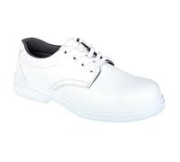 Portwest FW80 Steel Microfibre Low Shoe Water Resistant Upper Padded Collar | White, 6, S2 EN ISO 20345, CE Certified, EVA Midsole, Self-Cleaning Outsole, Anti-Static Footwear, Energy Absorbing, Durable