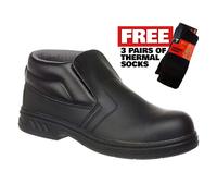 Portwest FW83 Steelite Slip On Safety Boot S2 FO SR Black Workwear Free Socks