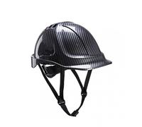 Portwest PC55 Endurance Carbon Look Helmet ABS Shell Buckle Fastening | Grey, One Size, CE Certified, EN 397, Breathable Ventilation, Wheel Ratchet, Chin Strap