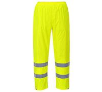 Portwest H441 Hi-Vis Rain Trousers Mens Waterproof Overtrousers Lightweight Reflective Workwear Elasticated Waist Rain Pants Adjustible Hem 40+ UPF, Yellow, 5XL