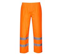 Portwest H441 Waterproof Hi Vis Reflective Safety Rain Pants Lightweight Waterproof Elasticated Waistband Over Work Trousers Mens Workwear Orange, Medium