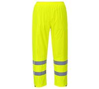 Portwest H441 Waterproof Hi Vis Reflective Safety Rain Pants Lightweight Waterproof Elasticated Waistband Over Work Trousers Mens Workwear Yellow, Medium