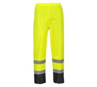 Portwest H444 Hi-Vis Contrast Classic Rain Trousers Waterproof Button Front | Yellow/Black, 4X Large, EN ISO 20471 Class 1, EN 343 Class 3:1, CE Certified, Regular Fit, Reach Compliant PVC Coating