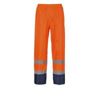 Classic Hi Vis Contrast Rain Trousers Orange / Navy L