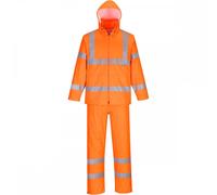 Portwest H448 Hi -Vis Packaway Rainsuit Orange Size: L Colour: Orange, L