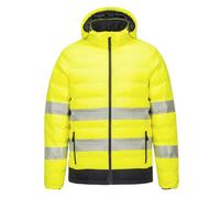 Portwest Heated Hi Viz Jacket Electric Tunnel Puffer Coat Yellow Hi Vis Large