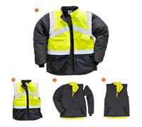 Portwest Hi-Vis 2-Tone Jacket - Reversible, Size: XXL, Colour: Yellow/Navy, S769YNRXXL