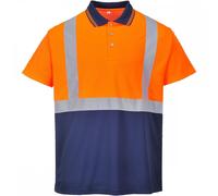 Portwest Hi-Vis 2-Tone Polo Shirt Orange/Navy L Colour: Orange/Navy, C L
