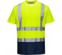 Portwest Hi Vis Contrast Short Sleeve T Shirt Yellow / Navy 6XL